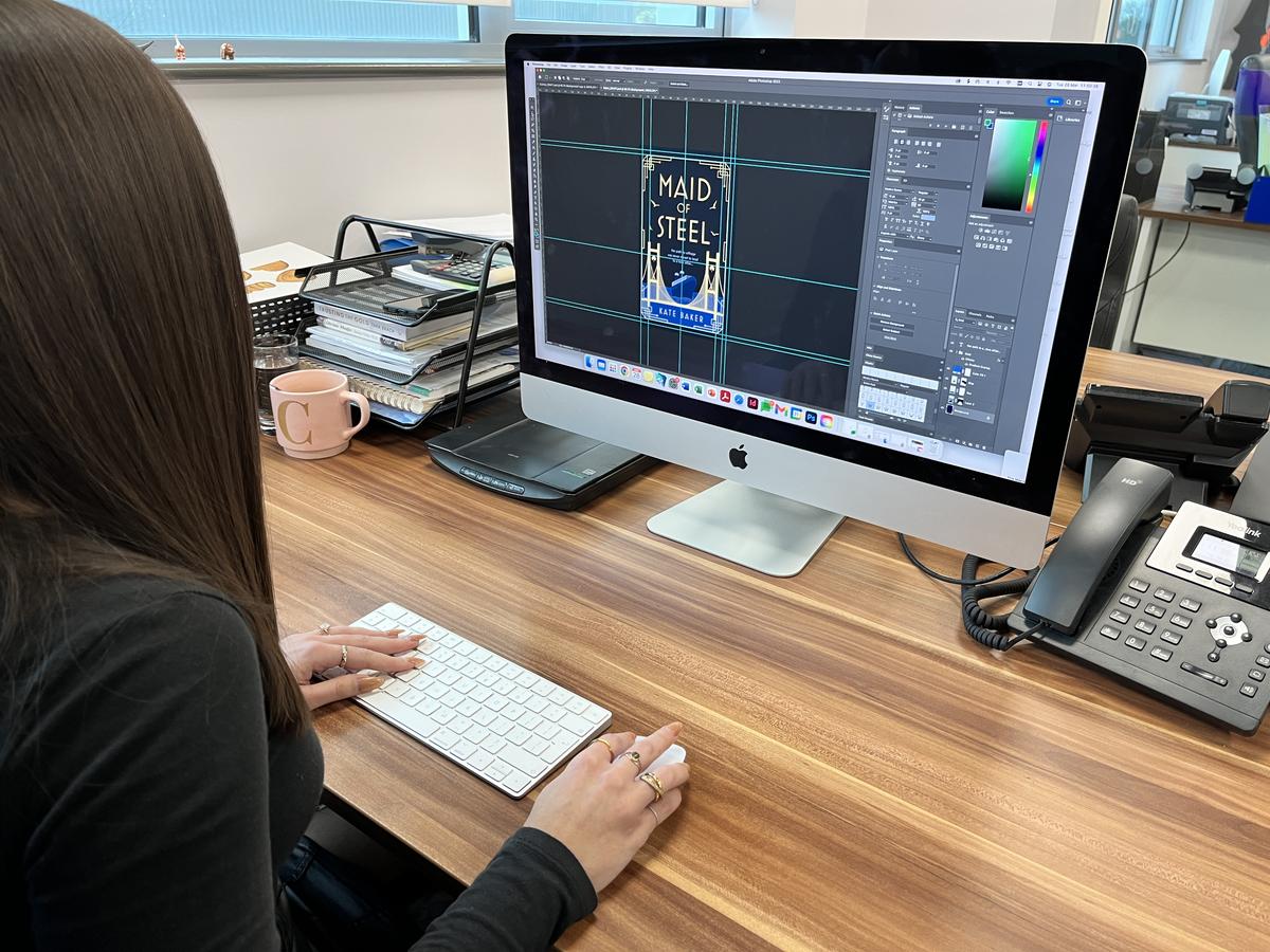 Graphic design of a letter A on a tablet